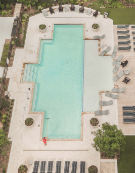 Apartment Pool Layout Lounge Chairs Aerial View