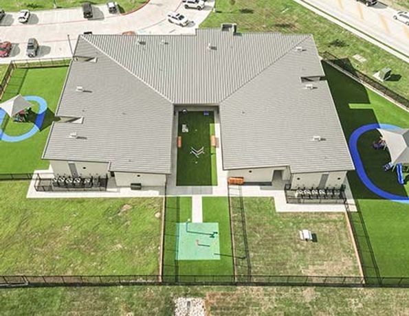 Aerial view of a prep school campus