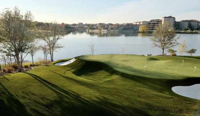 Artificial turf installed in an urban green space for a clean and sustainable look