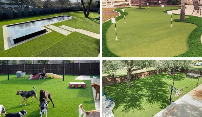 Four different turfs professionally installed in different commercial areas