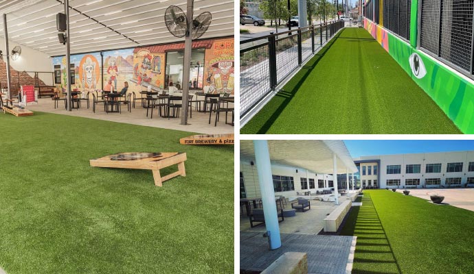 Collage of Different Commercial Artificial Turfs