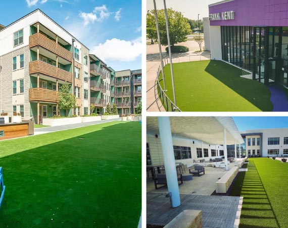 Collage of different commercial turf solutions