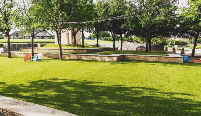 Residential property with low-maintenance turf surface installed