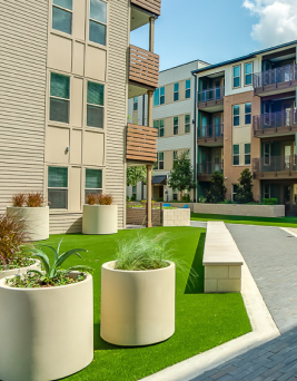 Aerial View Apartment Complex Swimming Pool Design