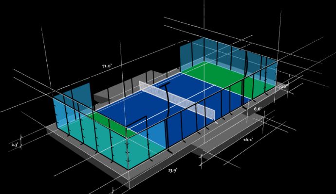 Graphical view of a pickleball courts