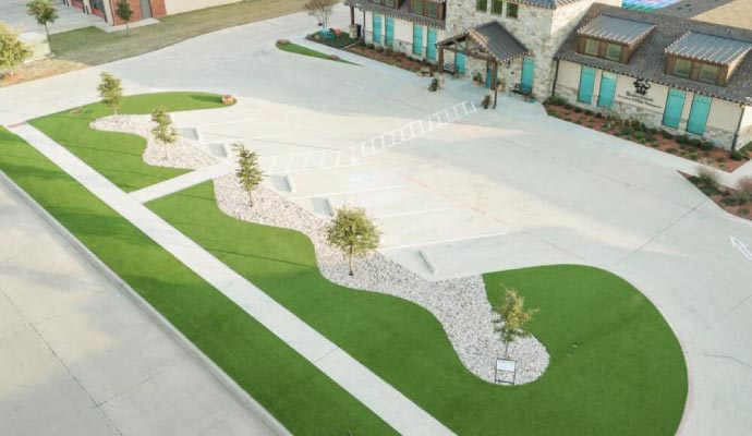 Storefront synthetic grass installation