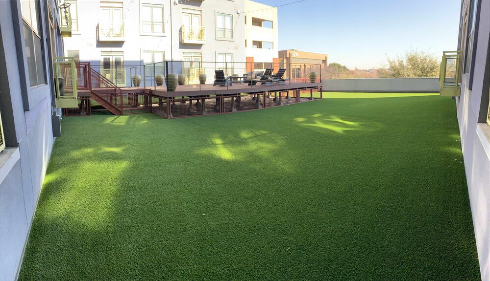 Completed Rooftop Dog Park Project in Frisco with Artificial Turf