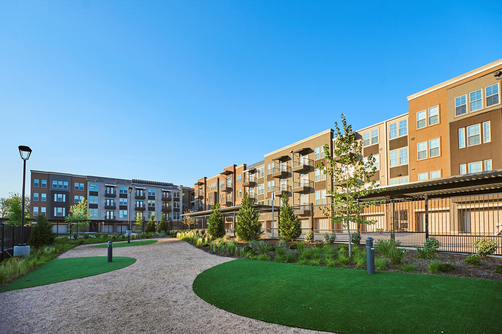 Up-Close View of Amenity Lawn Dog Park After Installation at Luxury Pet Park in Mansfield
