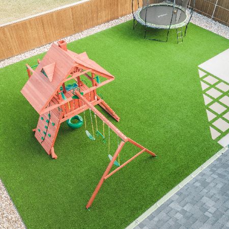 Residential Backyard Playground Riverrock Pavers Standard